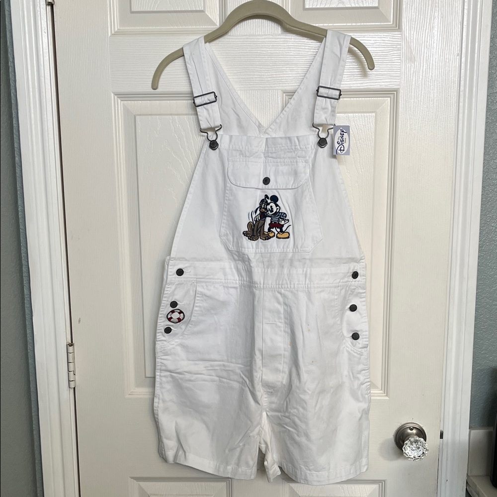 Vintage Disney Mickey and Pluto White Overalls